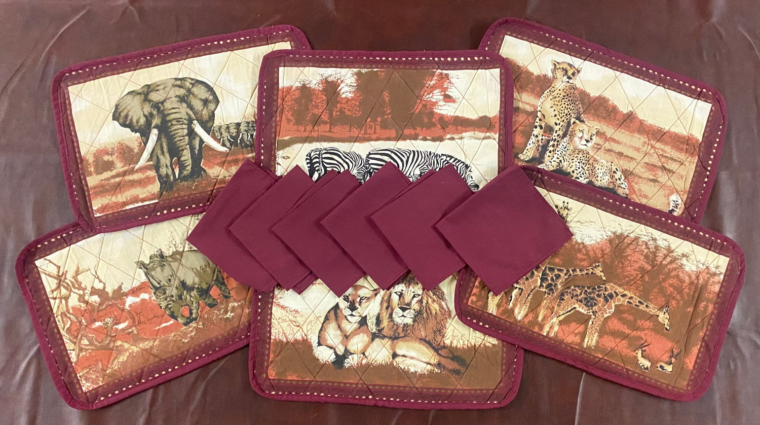 Animal Painted Placemats with Serviettes