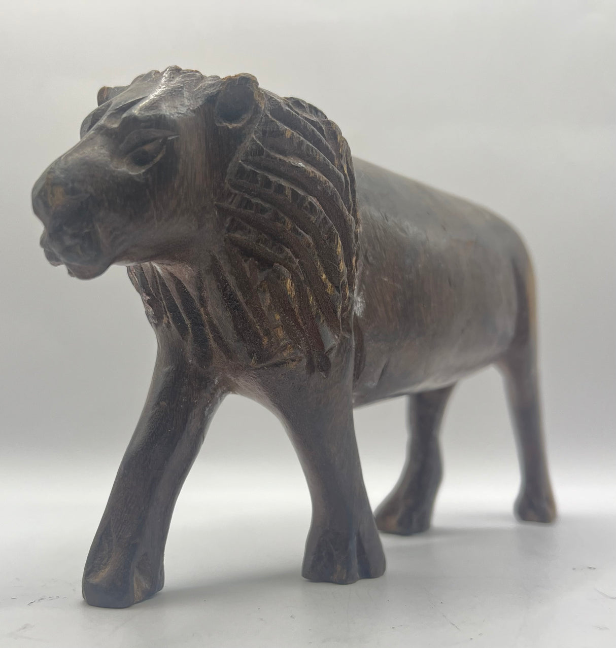 Mahogany Wooden Standing Lion