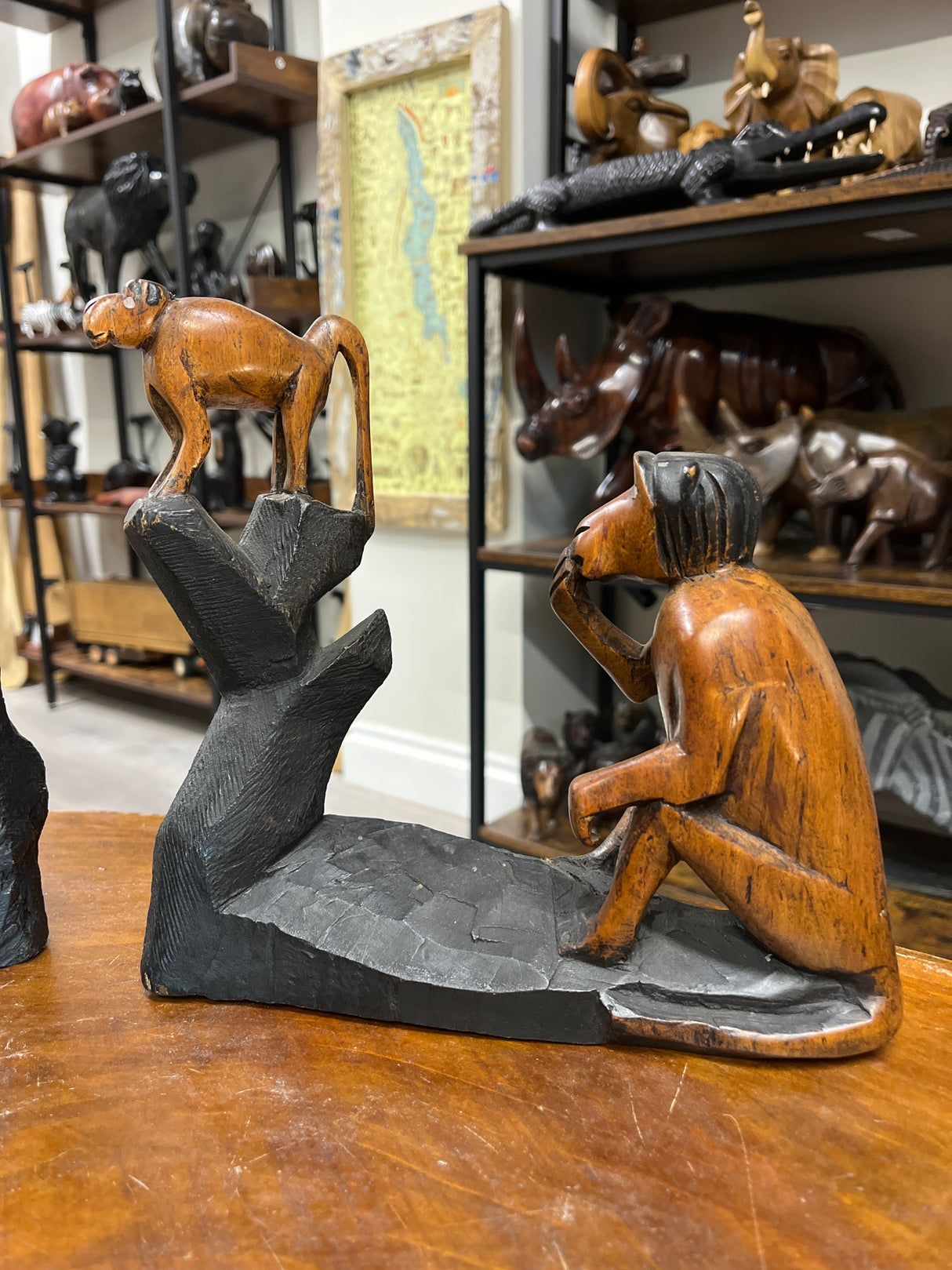 3 Piece Hand Carved African Scene - ‘Monkeys On The Rocks’