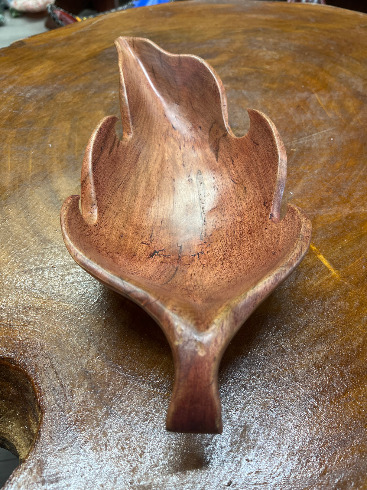 Handmade Red Wooden Leaf Salad and Serving Dish