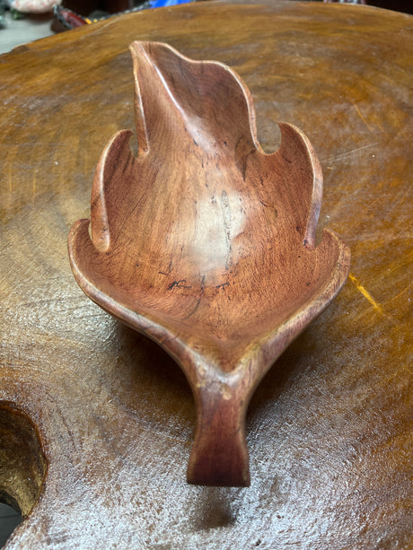 Handmade Red Wooden Leaf Salad and Serving Dish