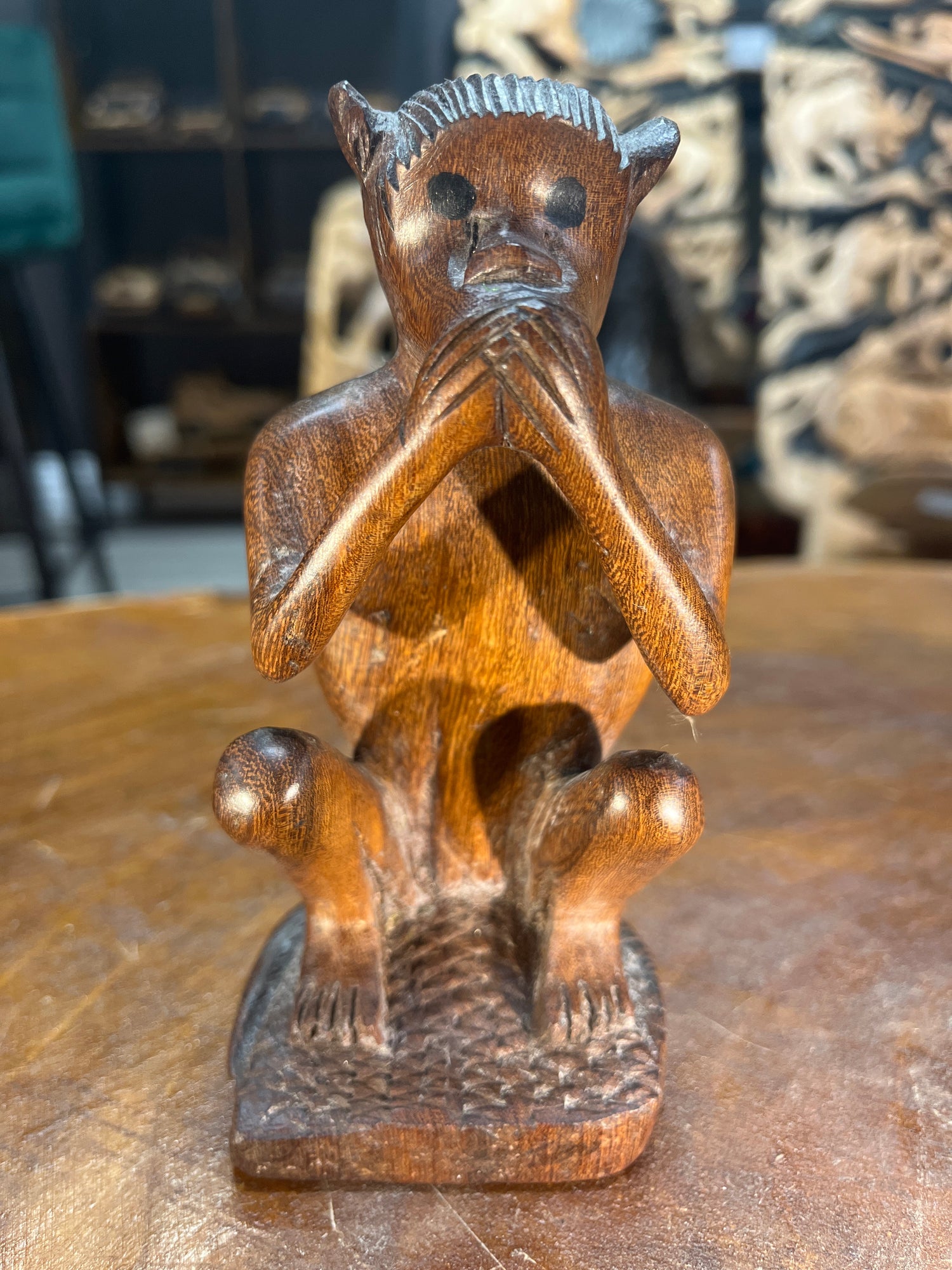 Hear No Evil, See No Evil, Speak No Evil - Hand Carved Wooden 3 Wise Monkeys