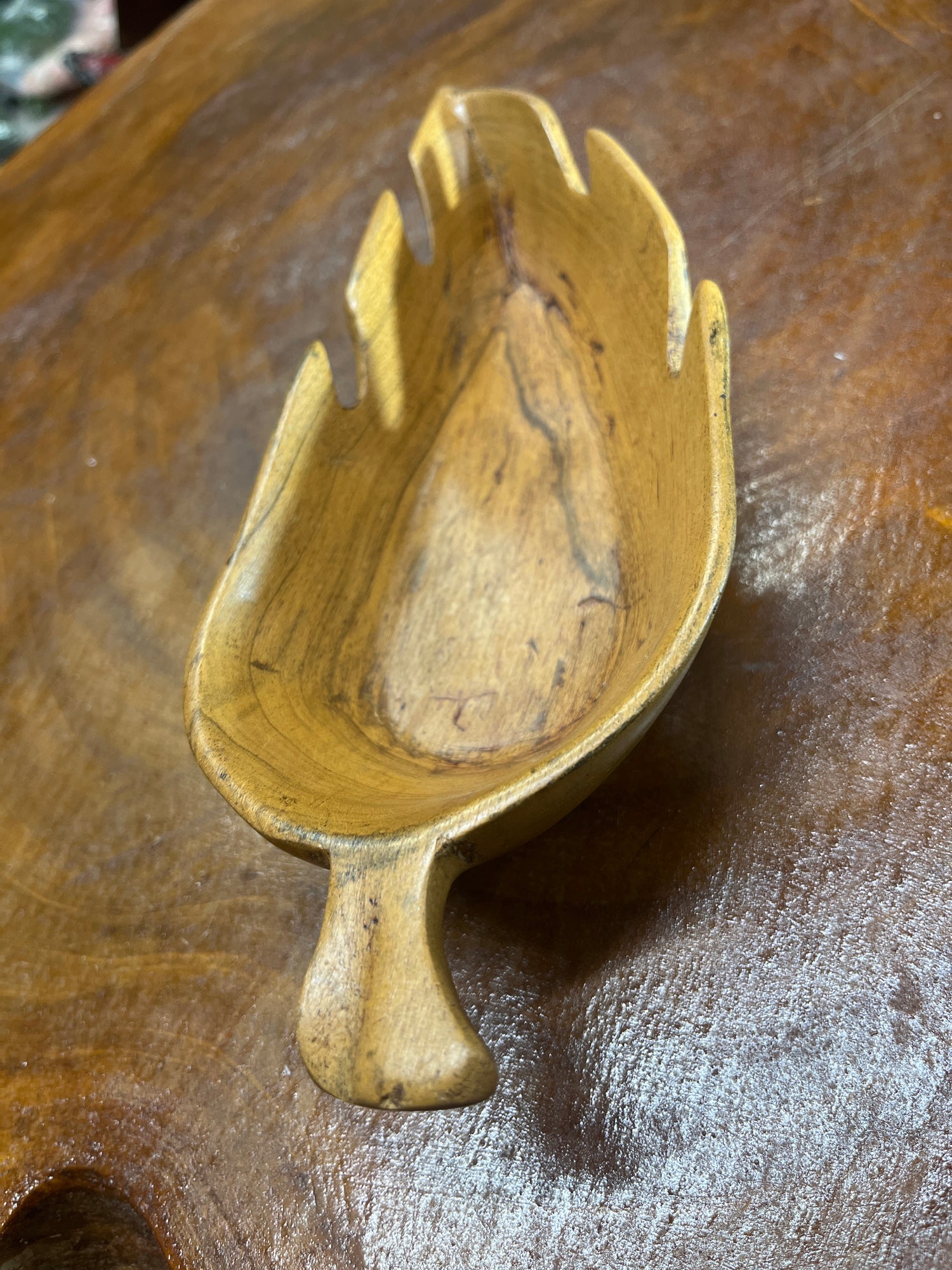 Small Handmade Wooden Leaf Dish
