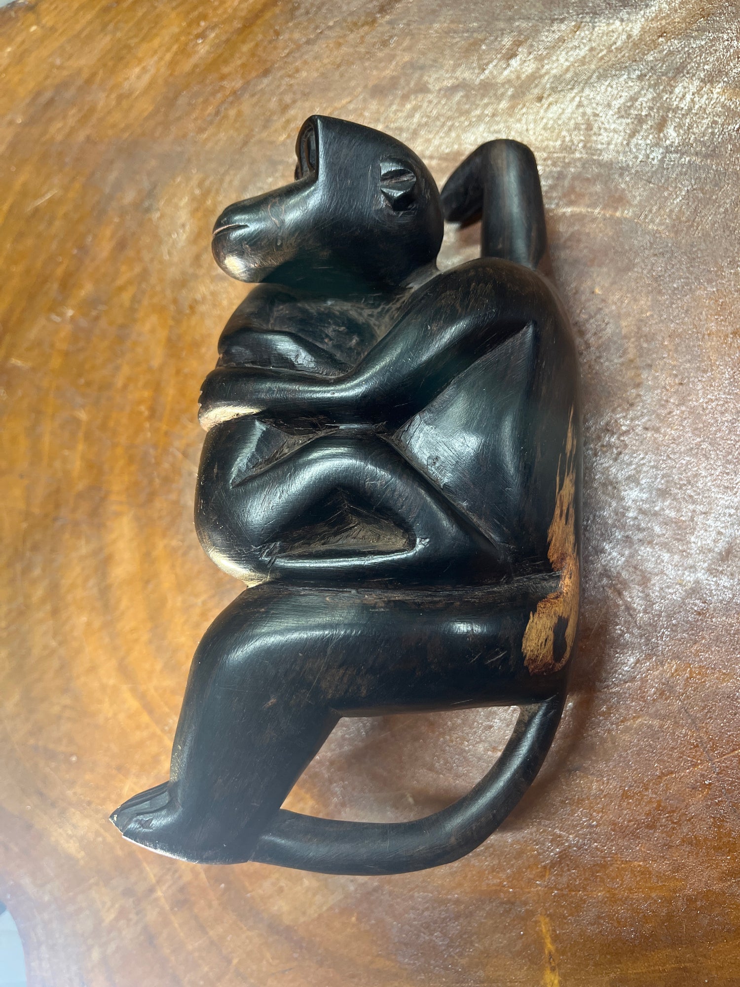 Hanging Ebony Mother and Baby Monkey