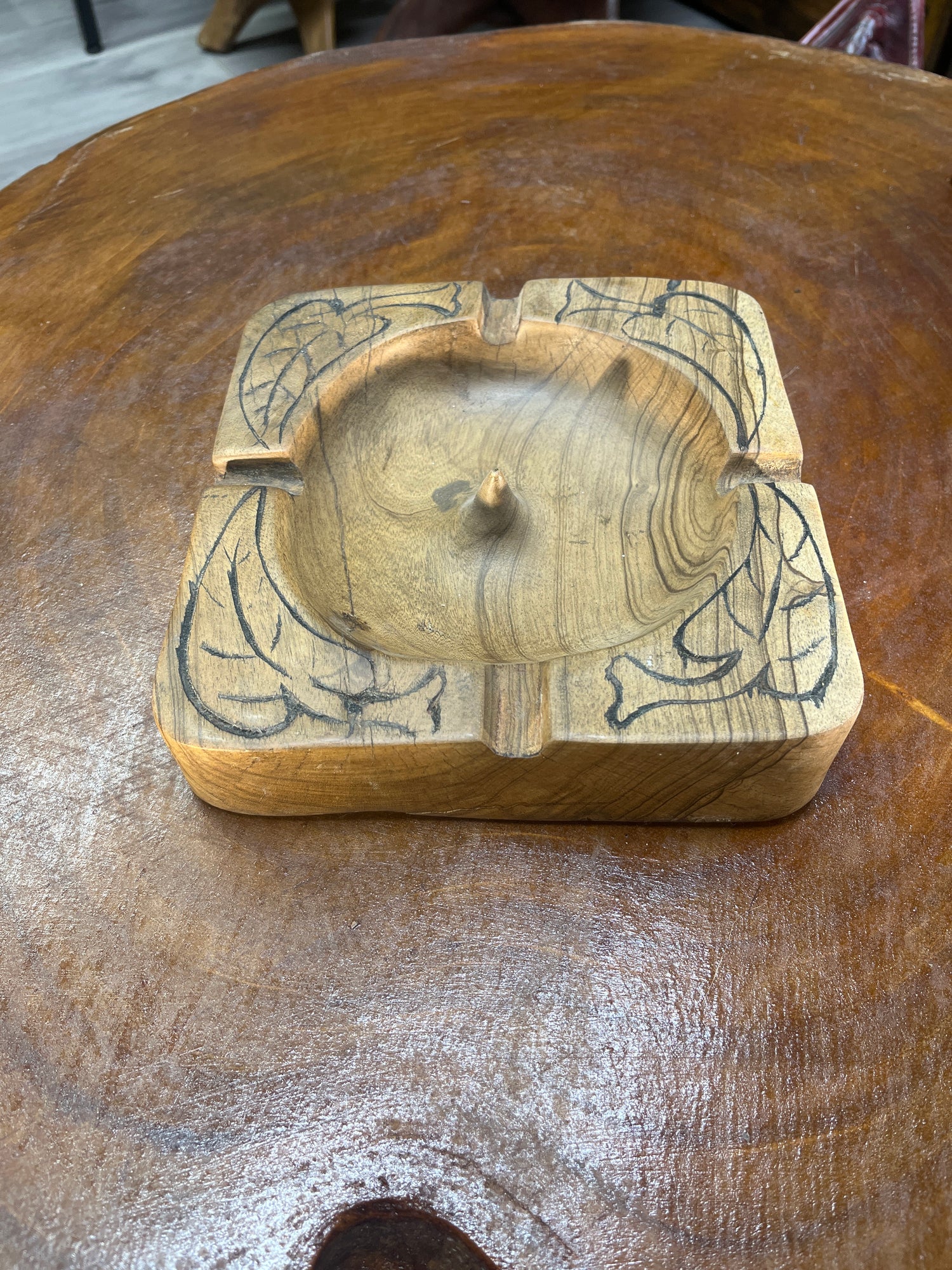 Large Square Handmade Cigar Ashtray Leaf Design