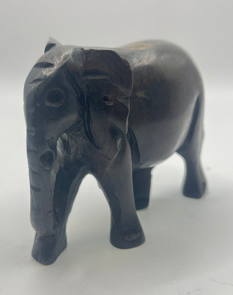Small Ebony Wooden Standing Elephants