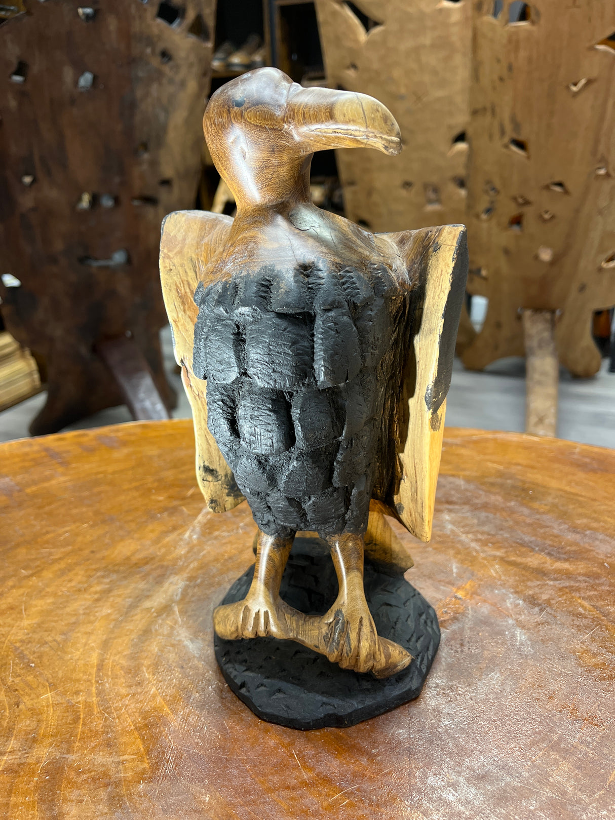 Pair of Handmade Wooden Eagles