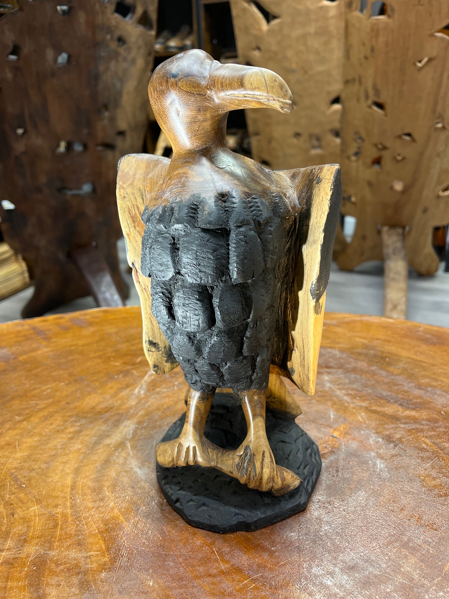 Pair of Handmade Wooden Eagles