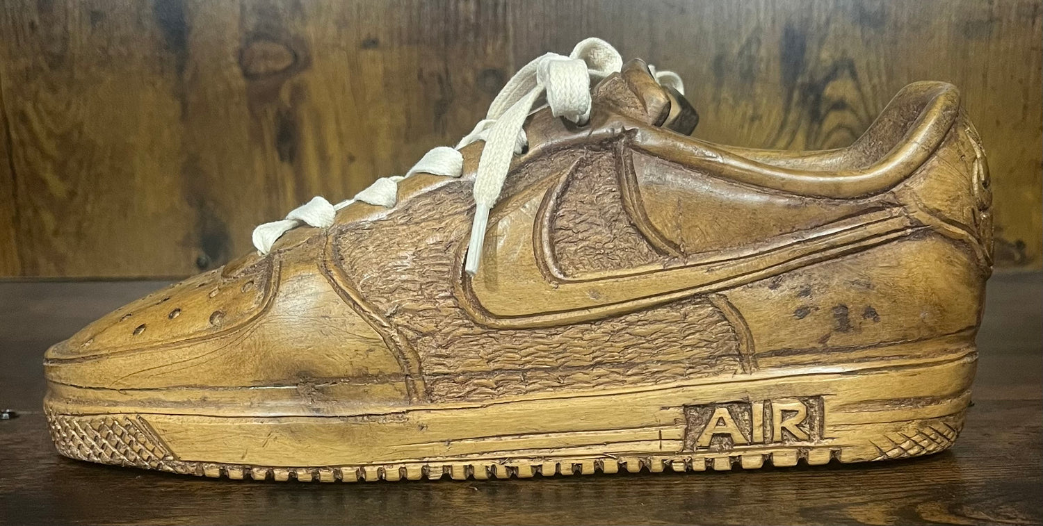 Nike Air Force One Wooden Hand Carved Sneaker with Laces
