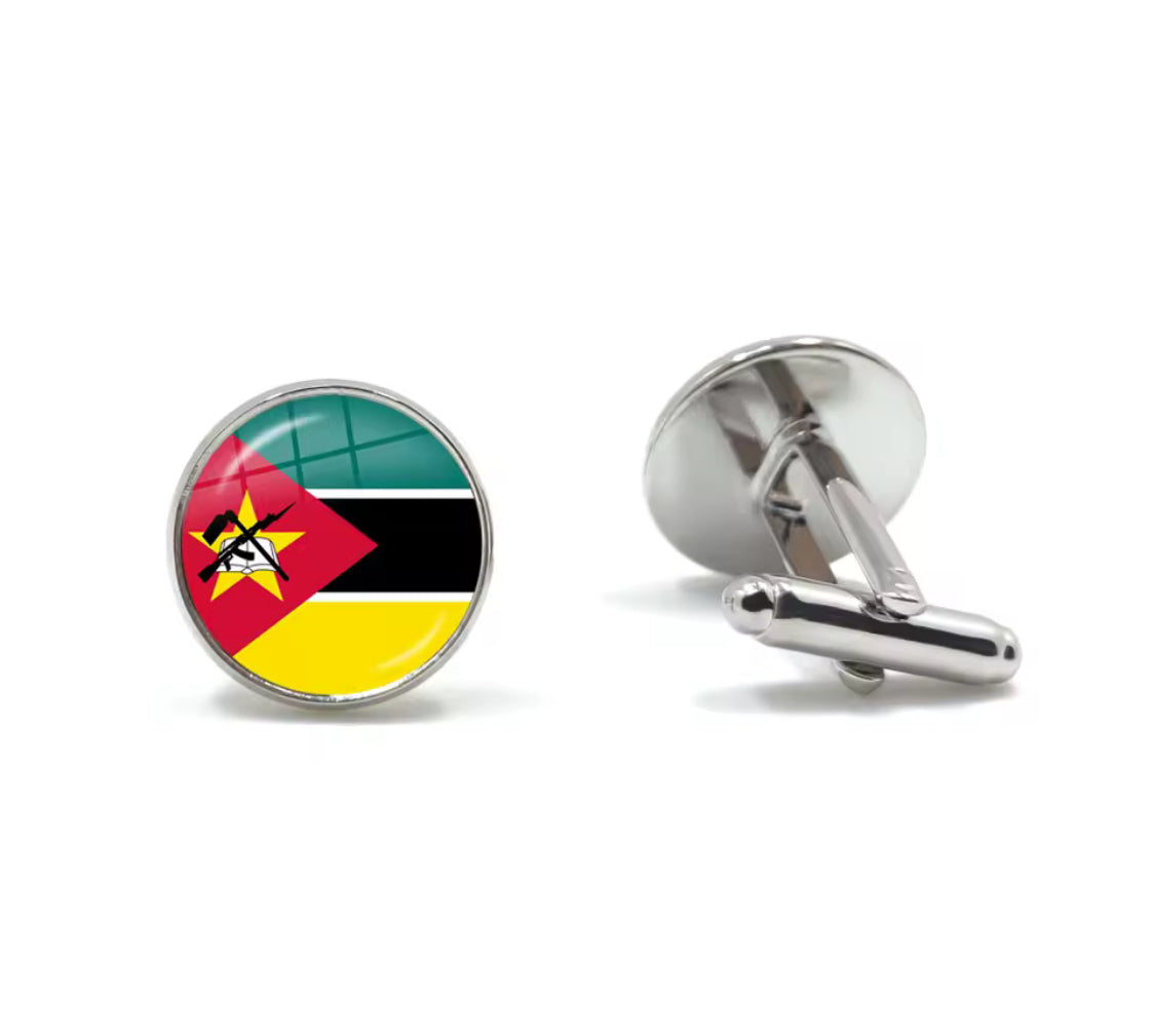 Round Dome African Flag Earrings