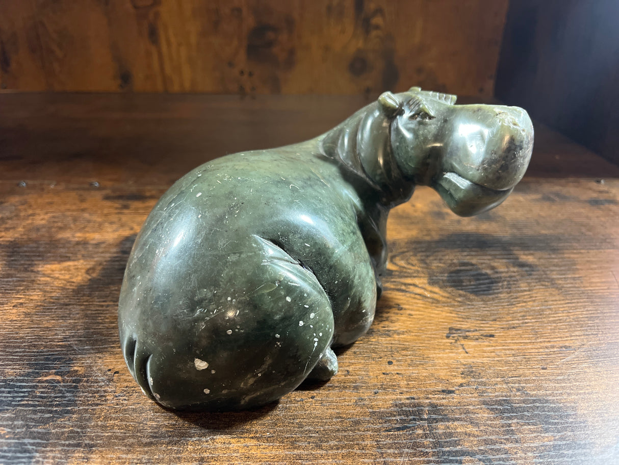 Small Green Stone Hippo