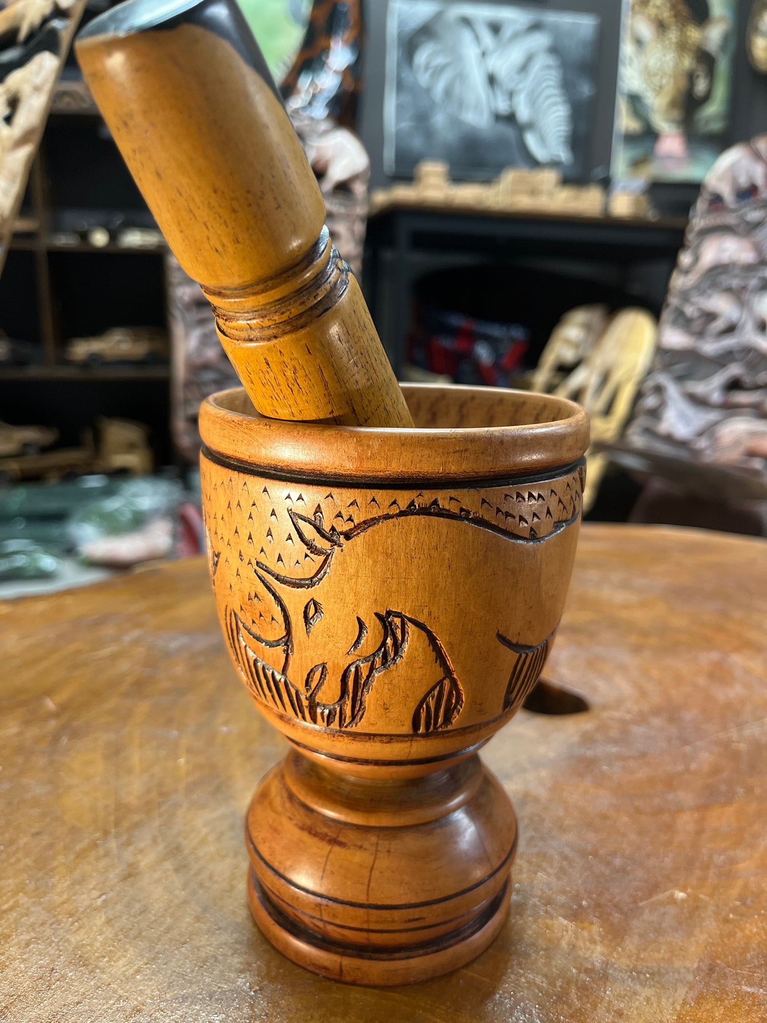Handmade Wooden Pestle and Mortar