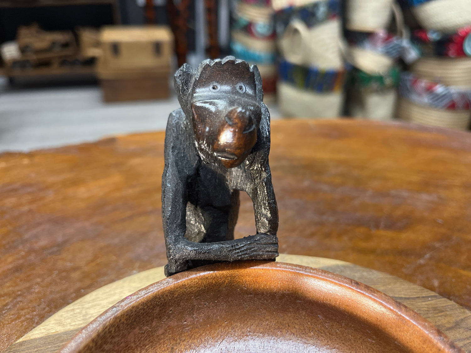 Not so Wise 3 Smoking Monkeys Ash Tray - Handmade Ebony Monkeys