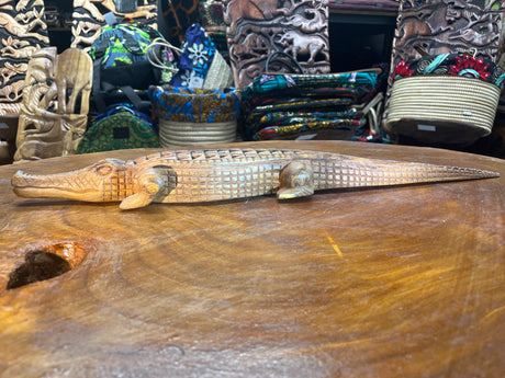 Hand Carved Intricate Wooden Crocodile