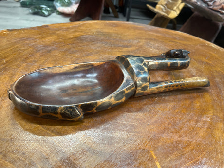 Handmade Wooden Giraffe Dish Dark