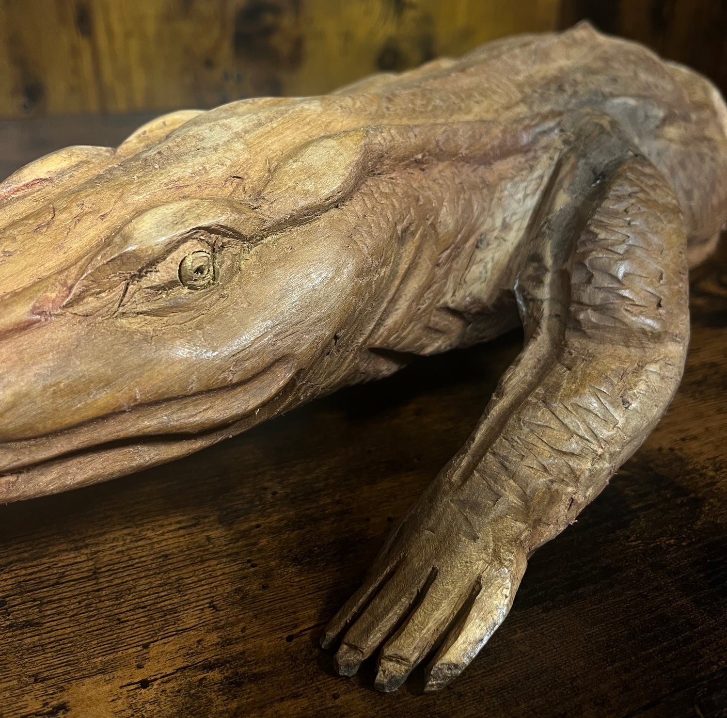 Hand Carved Mahogany Satisfied Komodo