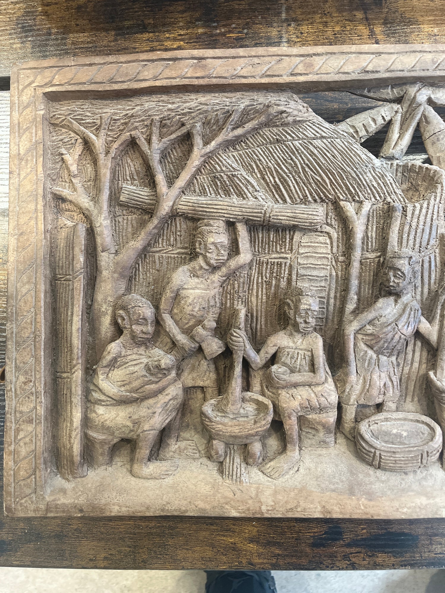 African Village Scene Wall Plaque