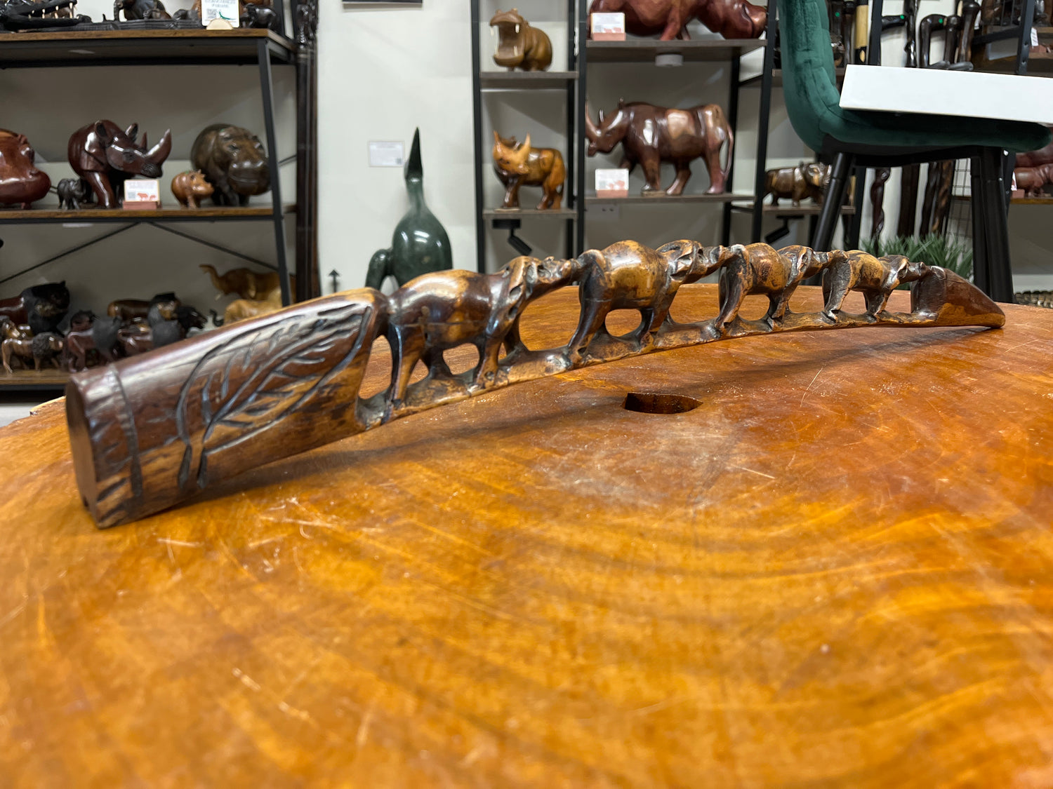 Hand Carved Stunning Intricate Elephant Family on a Tusk