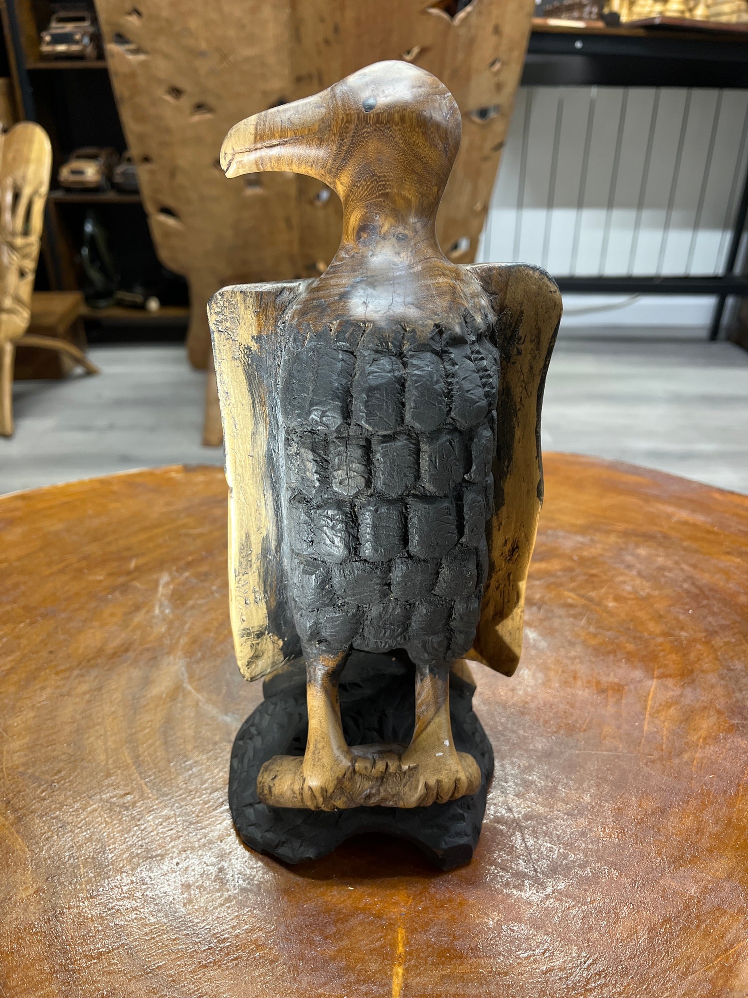 Pair of Handmade Wooden Eagles