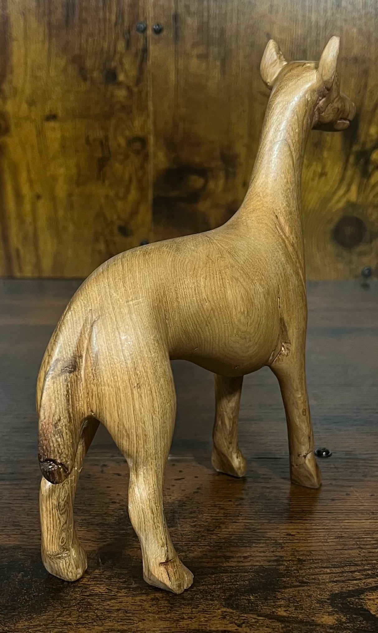 Smooth Wooden Hand Carved Dog