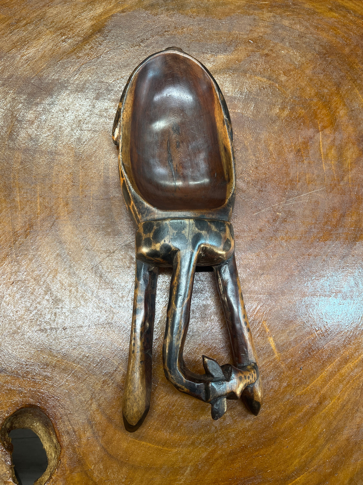Handmade Wooden Giraffe Dish Dark
