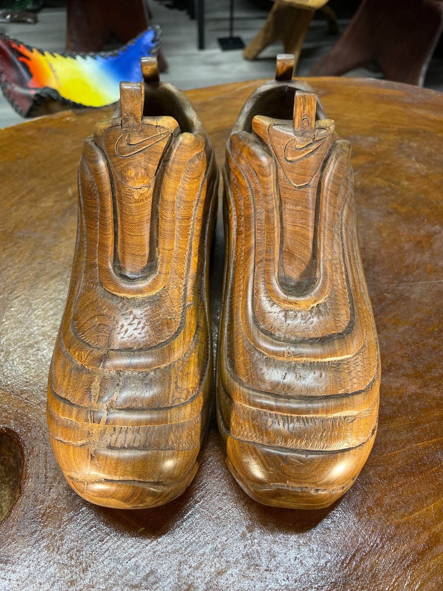 Pair of Nike Air Max 97 Ultra V1.1 Hand Carved Mahogany Display Piece