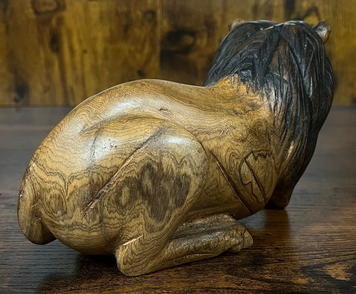 Ebony and Mahogany Resting Lion