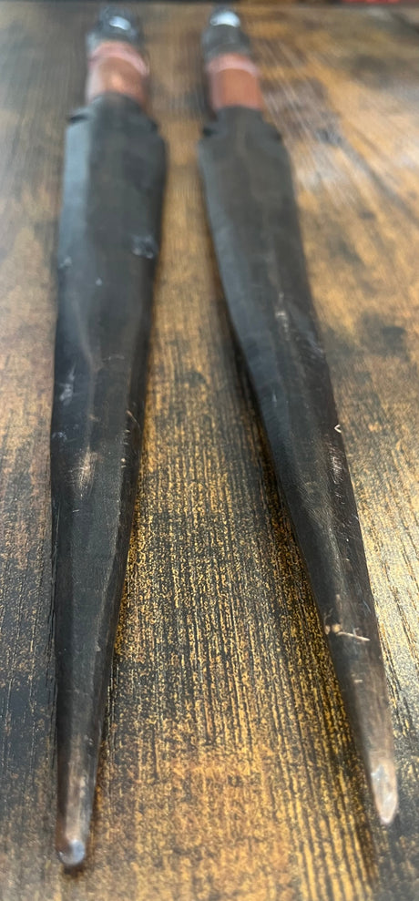 Pair of Large African Hand Carved Wooden Ceremonial Tribal Daggers