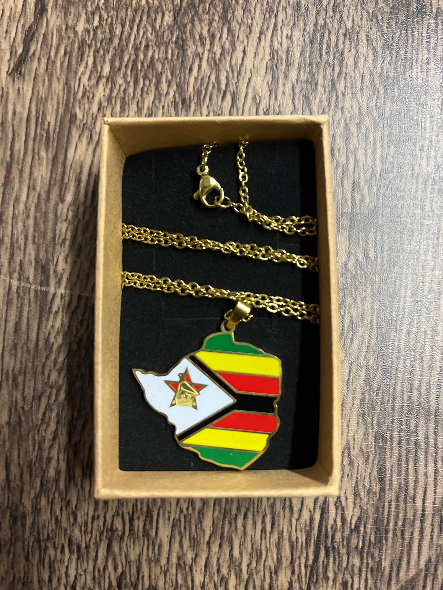 National Flag Country Shape Gold Necklace 60cm Chain