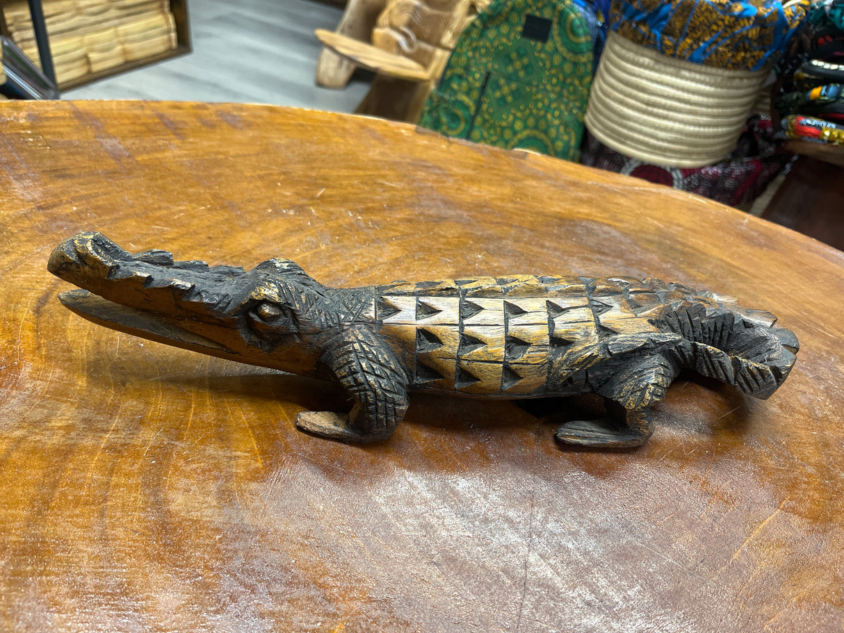 Hand Carved Intricate Wooden Crocodile Malawi