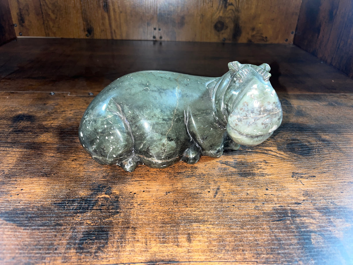 Small Green Stone Hippo