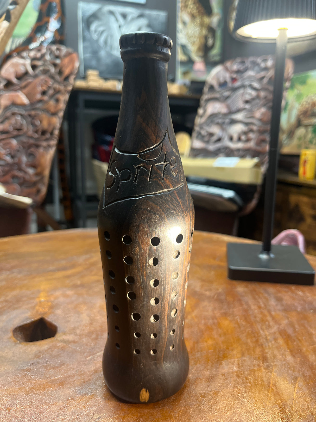 Hand Carved Coke, Sprite, Fanta Bottle (Malawi)