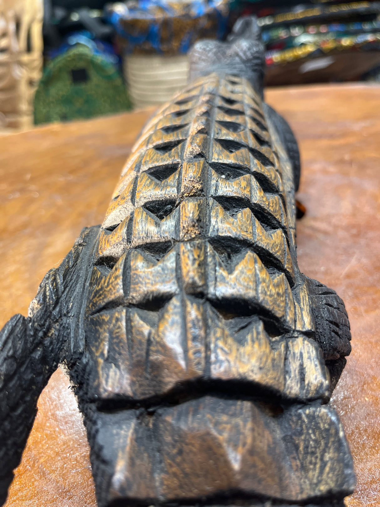 Hand Carved Intricate Wooden Crocodile Malawi