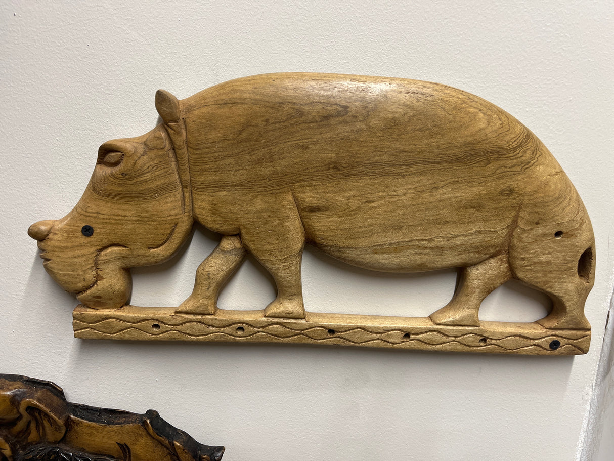 Wooden Handmade Hippo Keyholder