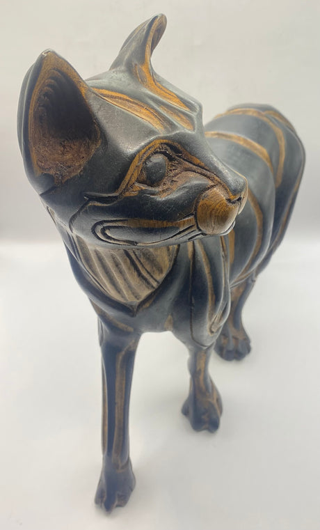 Hand Carved Ebony Standing Cat