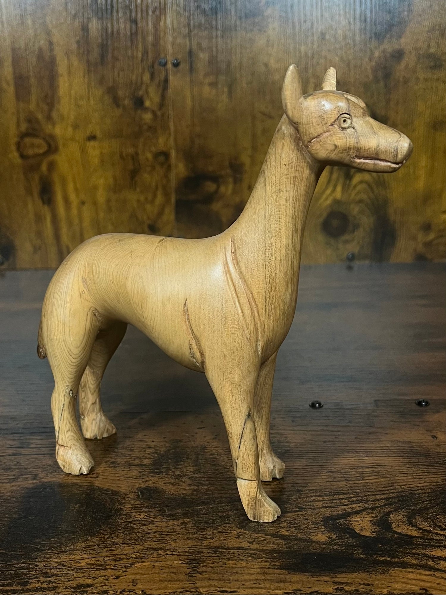 Smooth Wooden Hand Carved Dog