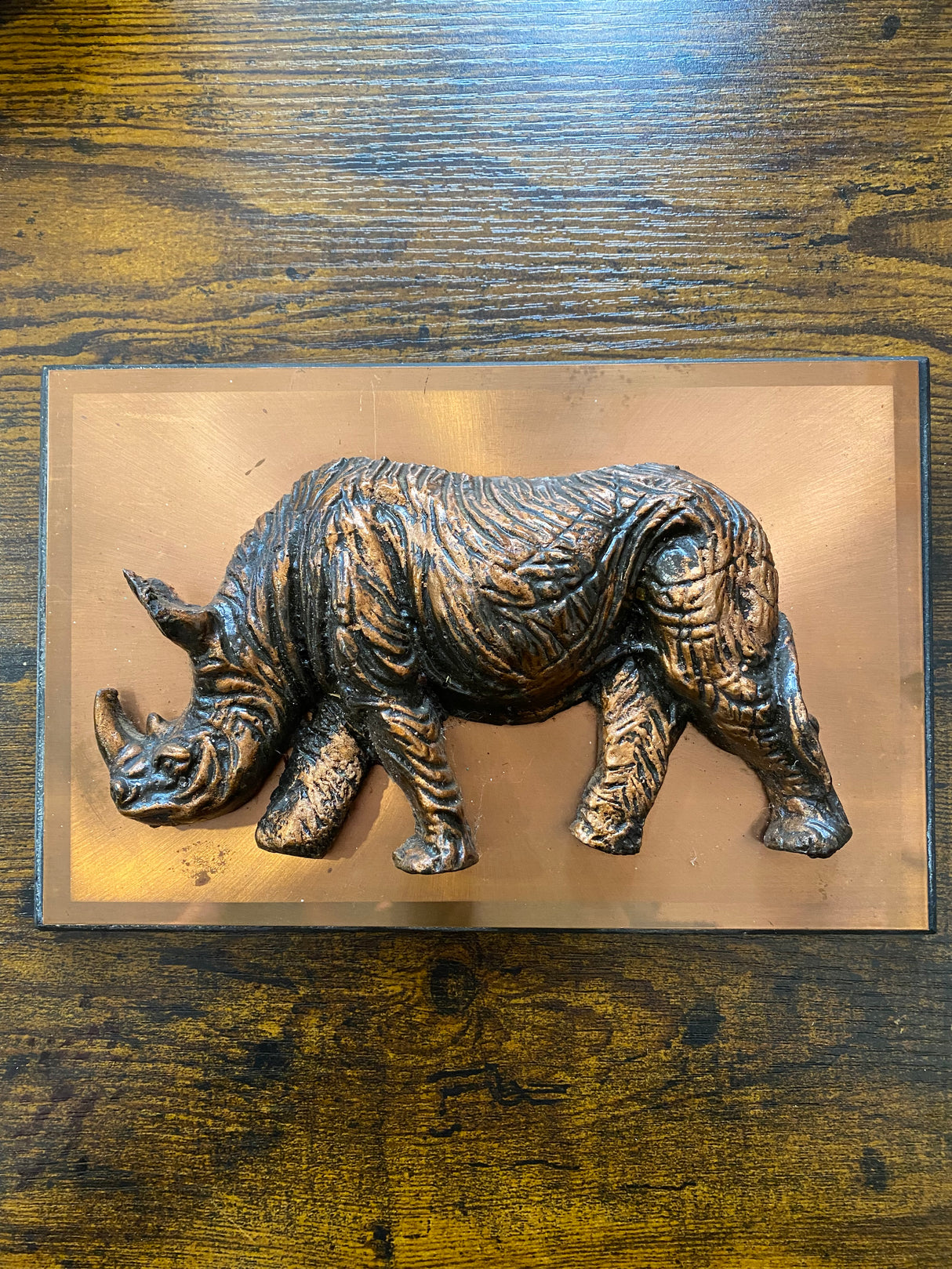 Solemn Textured Rhino on Copper
