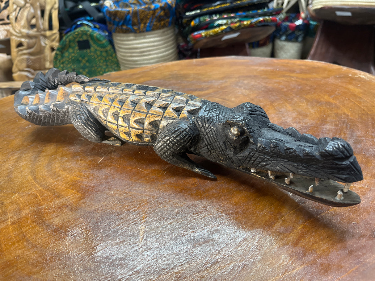 Hand Carved Intricate Wooden Crocodile Malawi