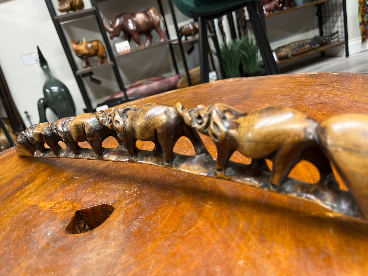 Hand Carved Stunning Intricate Elephant Family on a Tusk