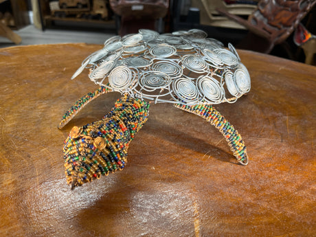 Handmade Wire Turtle with Coloured Beads