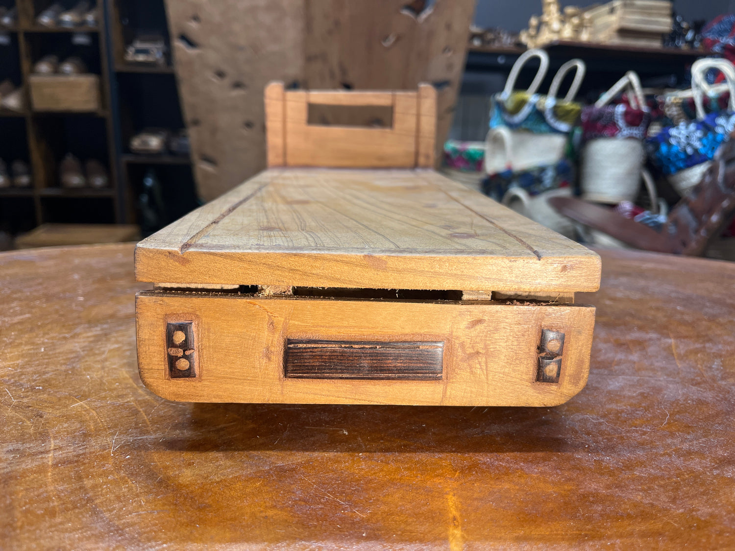 Hand Carved Truck & Trailer Wooden Model With A Car