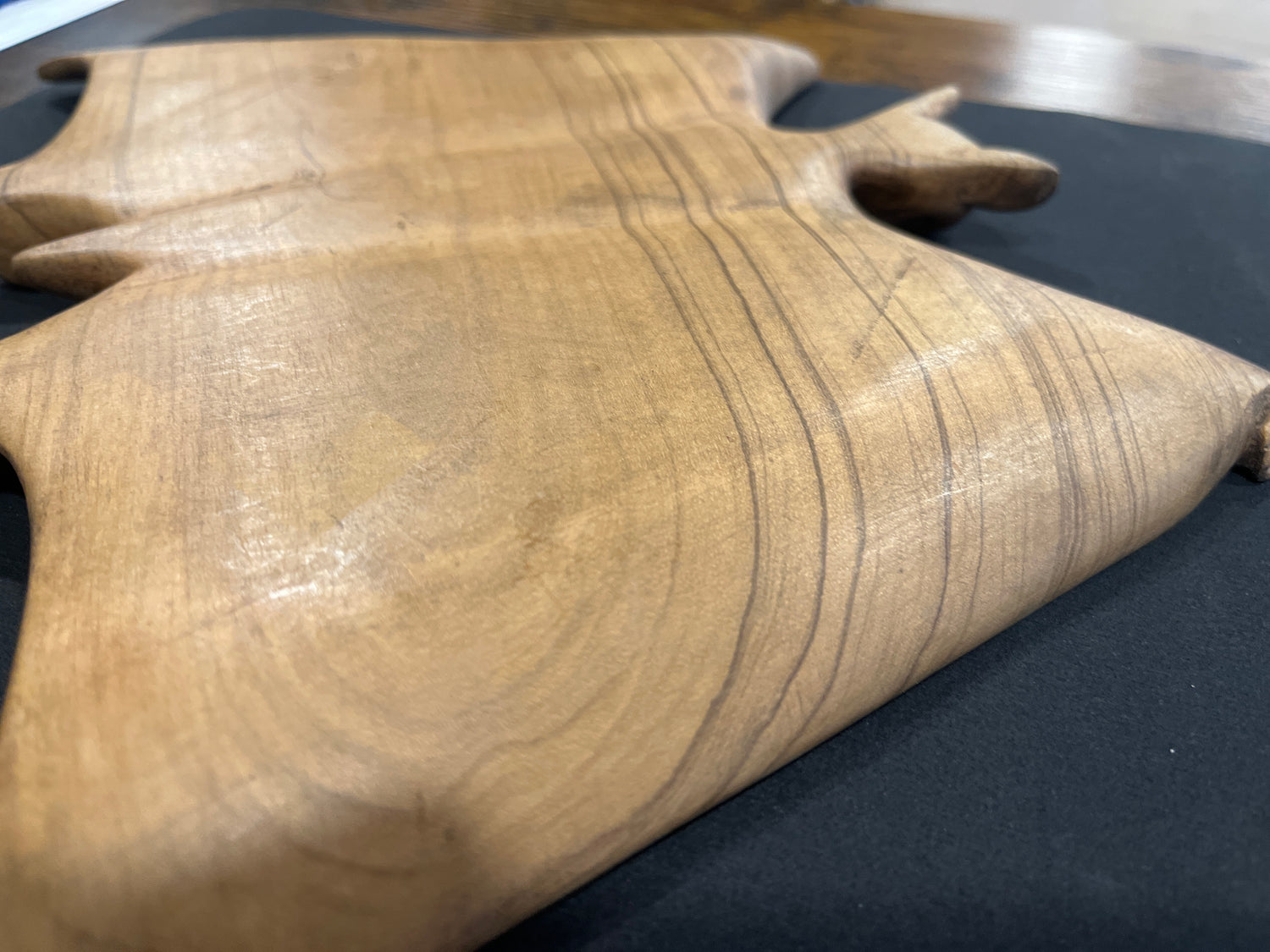 Large Mahogany Hand Carved Bat Open Wings