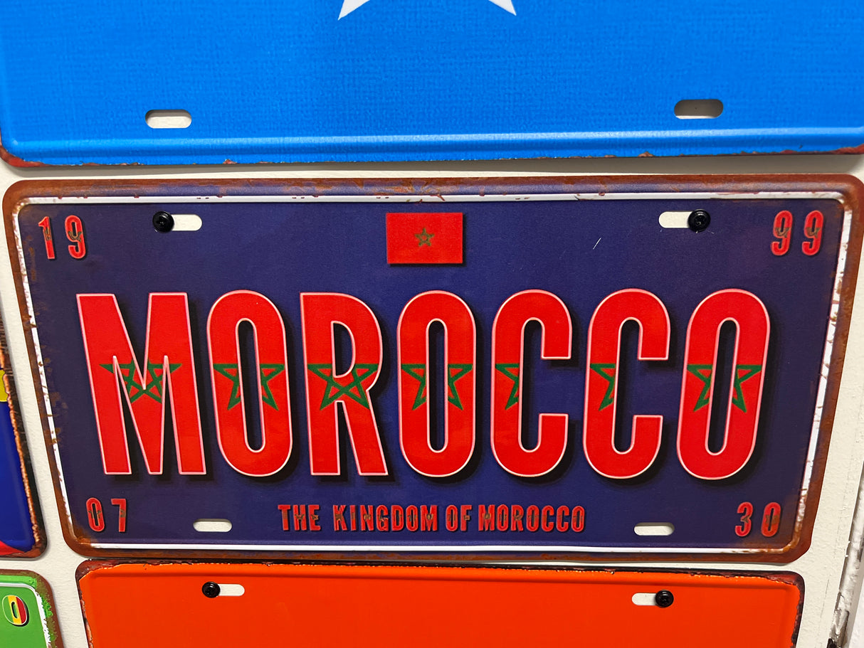 Metal Country Flag And Name Pattern License Plate Room Decor 15x30cm
