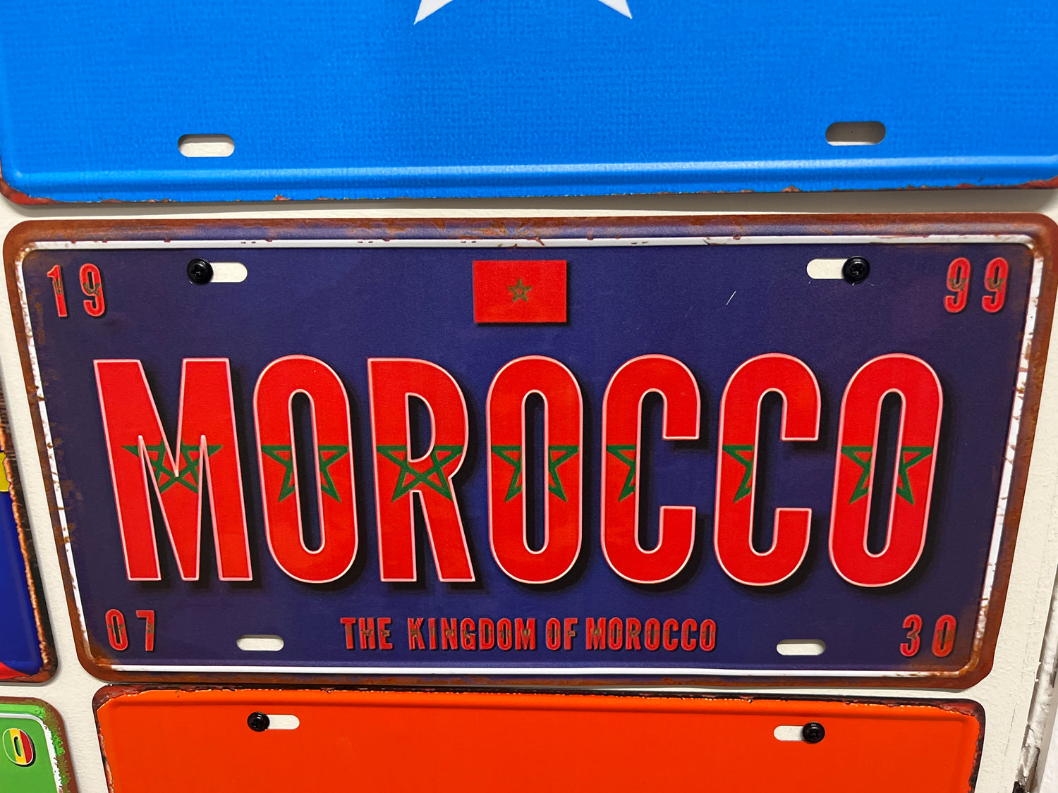 Metal Country Flag And Name Pattern License Plate Room Decor 15x30cm
