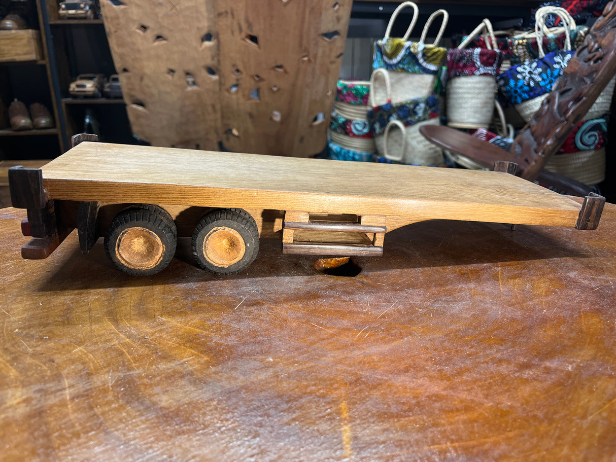 Hand Carved Wooden Truck, Trailer and Container Combination