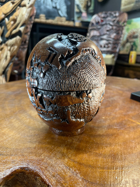 Carved Globe Jewellery Container