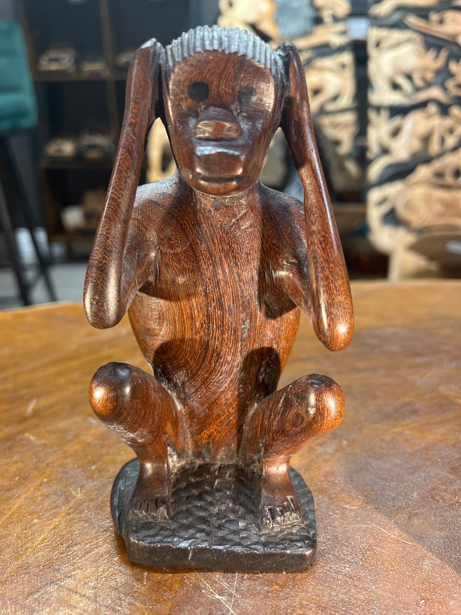 Hear No Evil, See No Evil, Speak No Evil - Hand Carved Wooden 3 Wise Monkeys