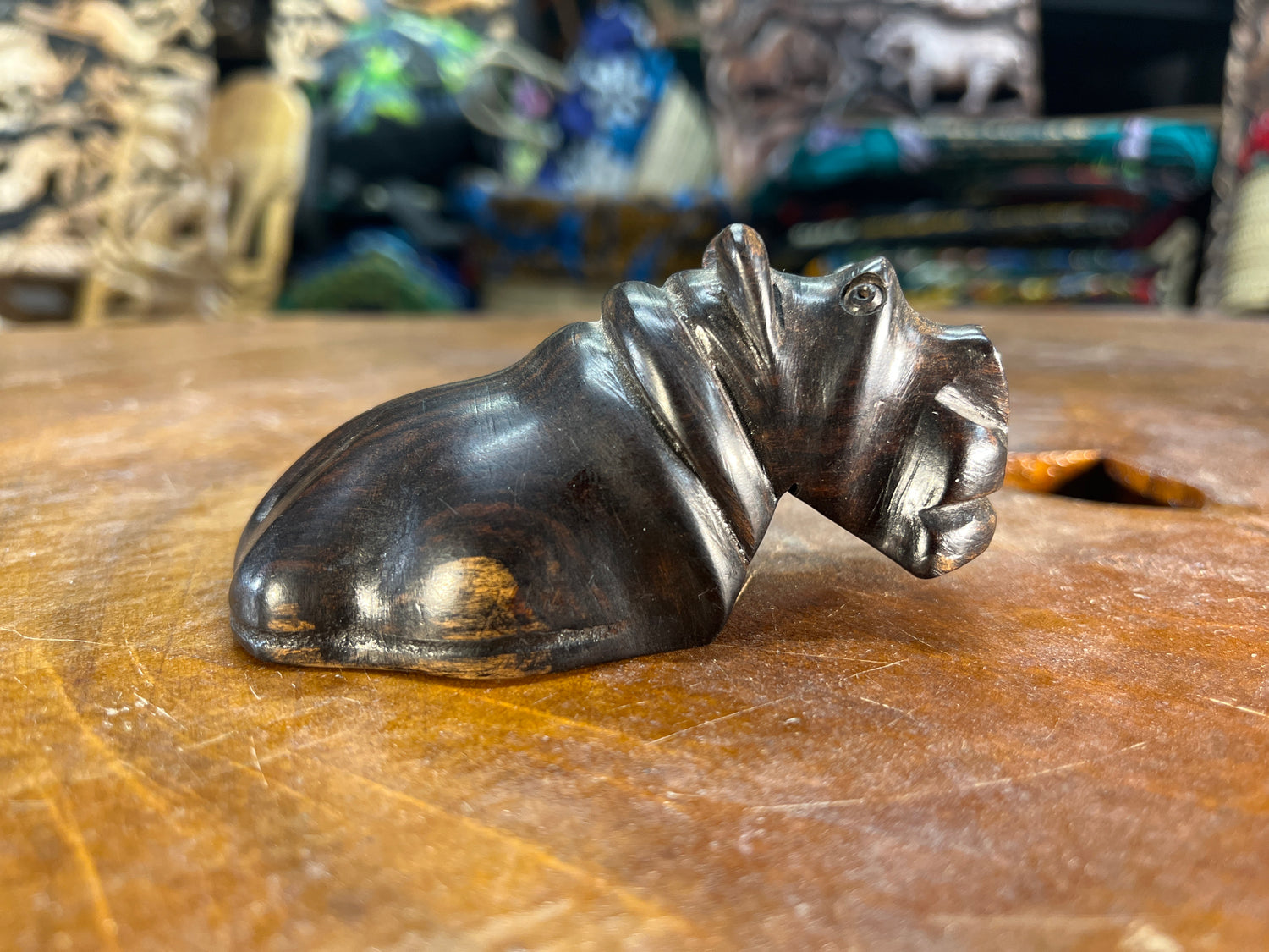 Hand Carved Ebony Wood Floating Hippo Bottle Opener