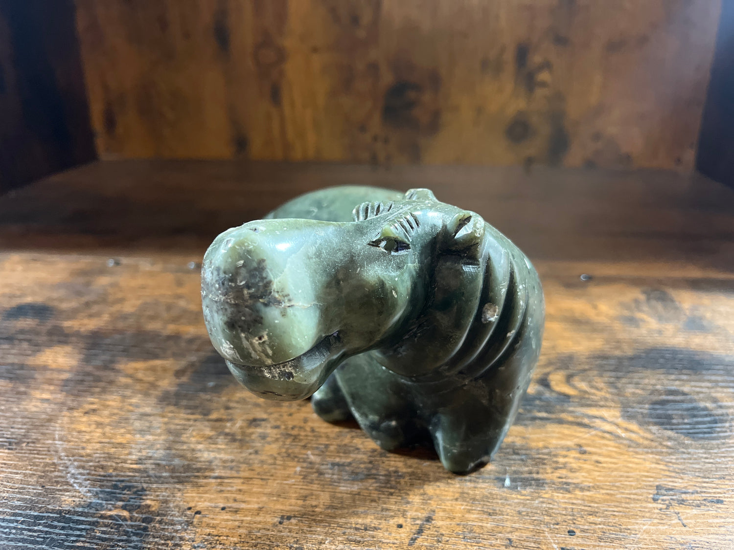 Small Green Stone Hippo