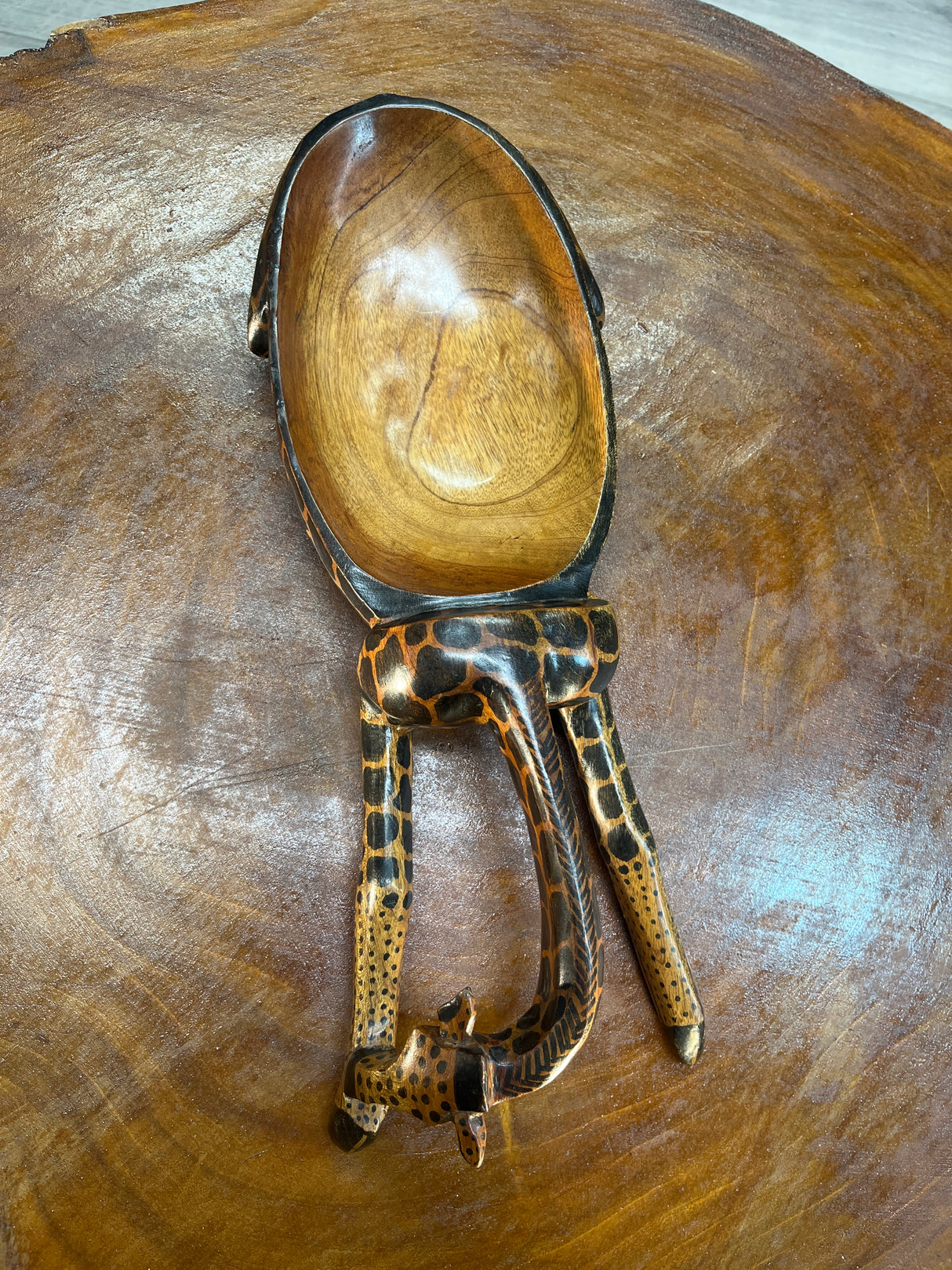Handmade Wooden Giraffe Dish